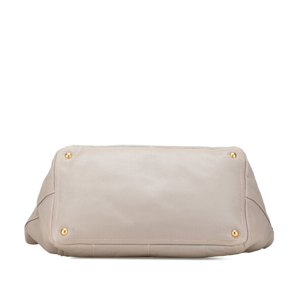 PRADA Gray Leather Shoulder Bag